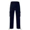thumbnail image 3 of QATAINLAV Big and Tall Men's Cargo Pants with Multi Pockets Casual Drawstring Elastic Waist Joggers Sweatpants Solid Color Straight Leg Hiking Pants Ofertas en Walmart Navy XXXXL, 3 of 5