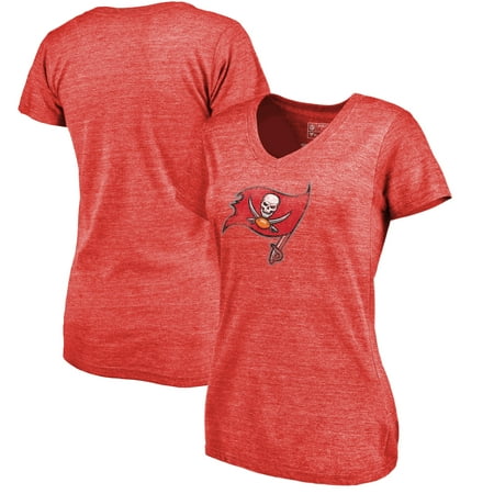 Tampa Bay Buccaneers Womens Rhinestone - Tampa Bay Buccaneers NFL Pro Line by Fanatics Branded Women's Distressed Team Logo Tri-Blend T-Shirt - Red