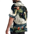 thumbnail image 3 of Swan Men's Short Sleeve Spread Collar Poplin Button Down Casual Printed Summer Beach Unisex Shirts, 3 of 6