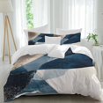 thumbnail image 2 of Navy Blue Brown Bedding 3 Piece Duvet Cover Set Queen Size, Modern Geometric Abstract Art Soft Microfiber Comforter Cover with Zipper Closure & Pillowcases, Wrinkle & FadeResistant Quilt Cover, 2 of 9