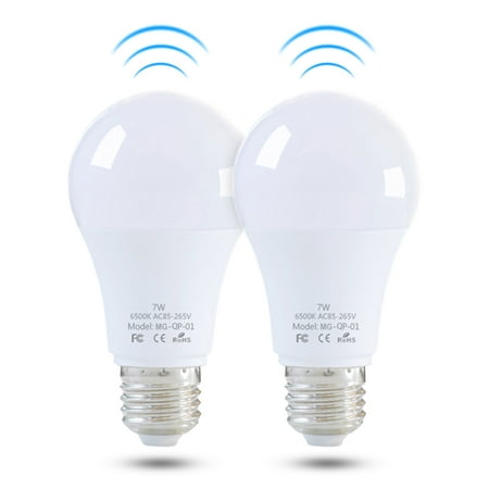 

2pcs/lot E27 LED Light Bulb with Motion Sensor Smart Light Sensor 7W (replaces 50 W Sensor Bulb Energy Saving Lamp for Stairs/Garden Balcony Garage Hallway Cellar Outlet White [Energy Clas