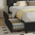 thumbnail image 6 of VECELO Upholstered Bed Frame with 4 Storage Drawers, King Size Modern Platform Bed Frame with Adjustable Headboard, No Box Spring Needed, Black, 6 of 8