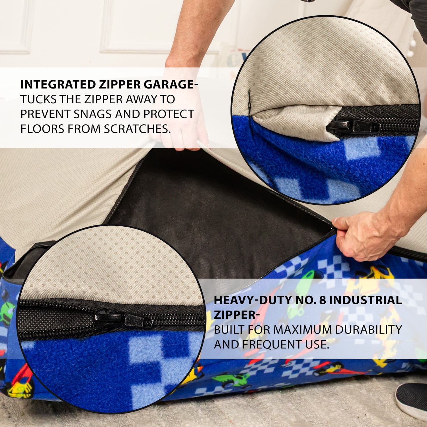 60"x60" Sensory Crash Pad for Kids & Adults, Soft Fleece Foam Landing Mat, Non-Slip Base, Removable Washable Cover for Jumping, Playing, Gymnastics and Relaxing