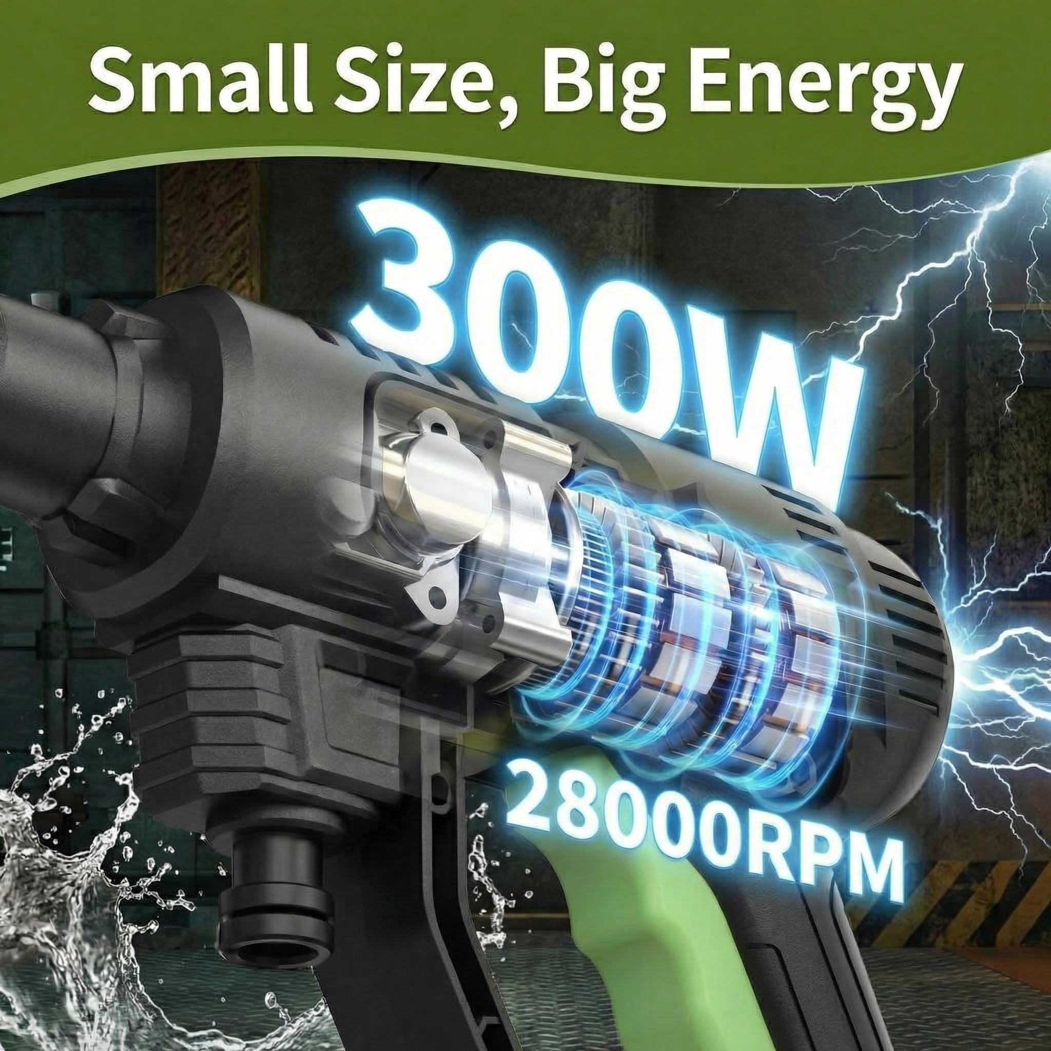 20V Cordless Portable Pressure Washer, Brushless Power Cleaner with 6-in-1 Nozzle & Foam Cannon, 26ft Hose, Rechargeable Battery and Charger, Portable Washer for Car, House, and Patio Cleaning