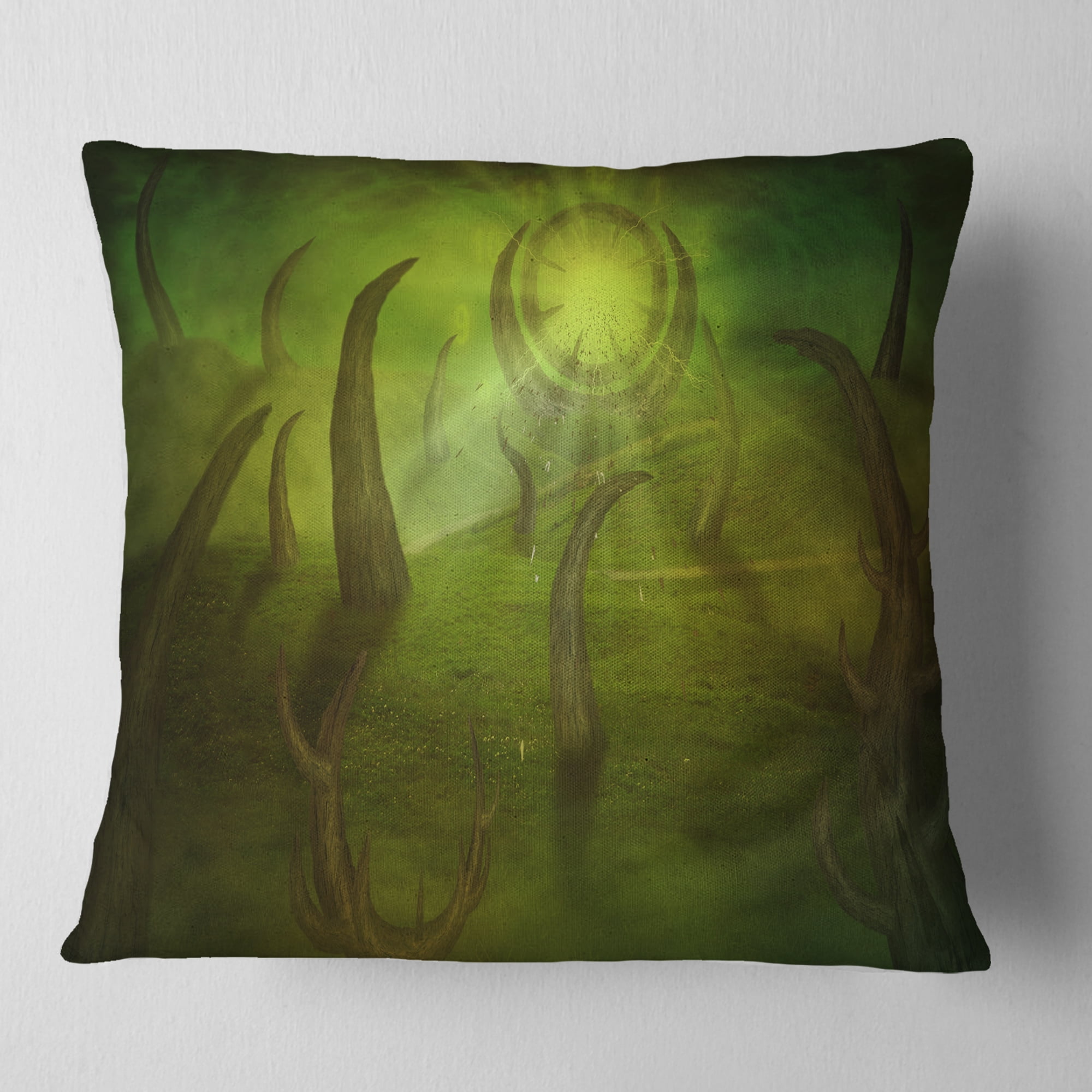 Designart Green Time Travel - Abstract Throw Pillow - 18x18