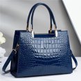 AMNGST Crocodile Embossed Tote Bag PU Leather Solid Color Top Handle