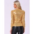 thumbnail image 3 of DARING DIVA Women's Stylish Sequin V Neck Metallic Blouses L Gold, 3 of 6