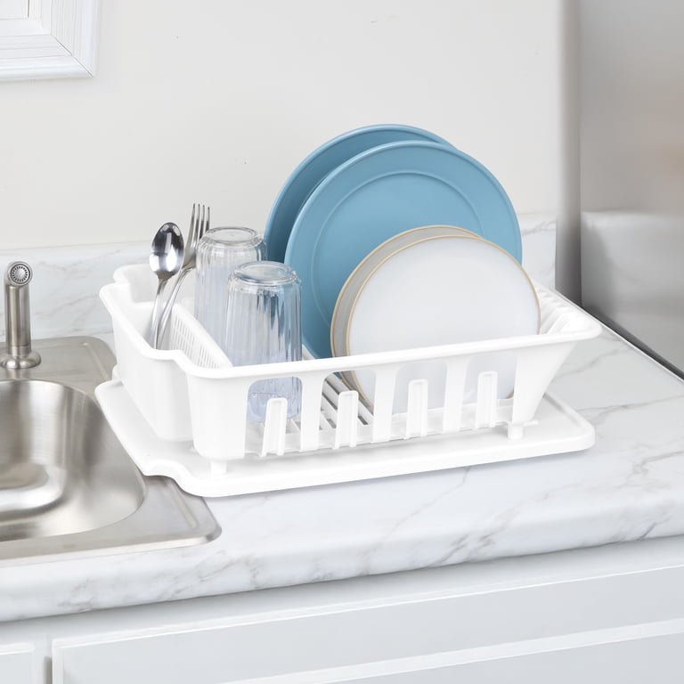 Sterilite Large 2-Piece Dish Drainer Set, White photo 6