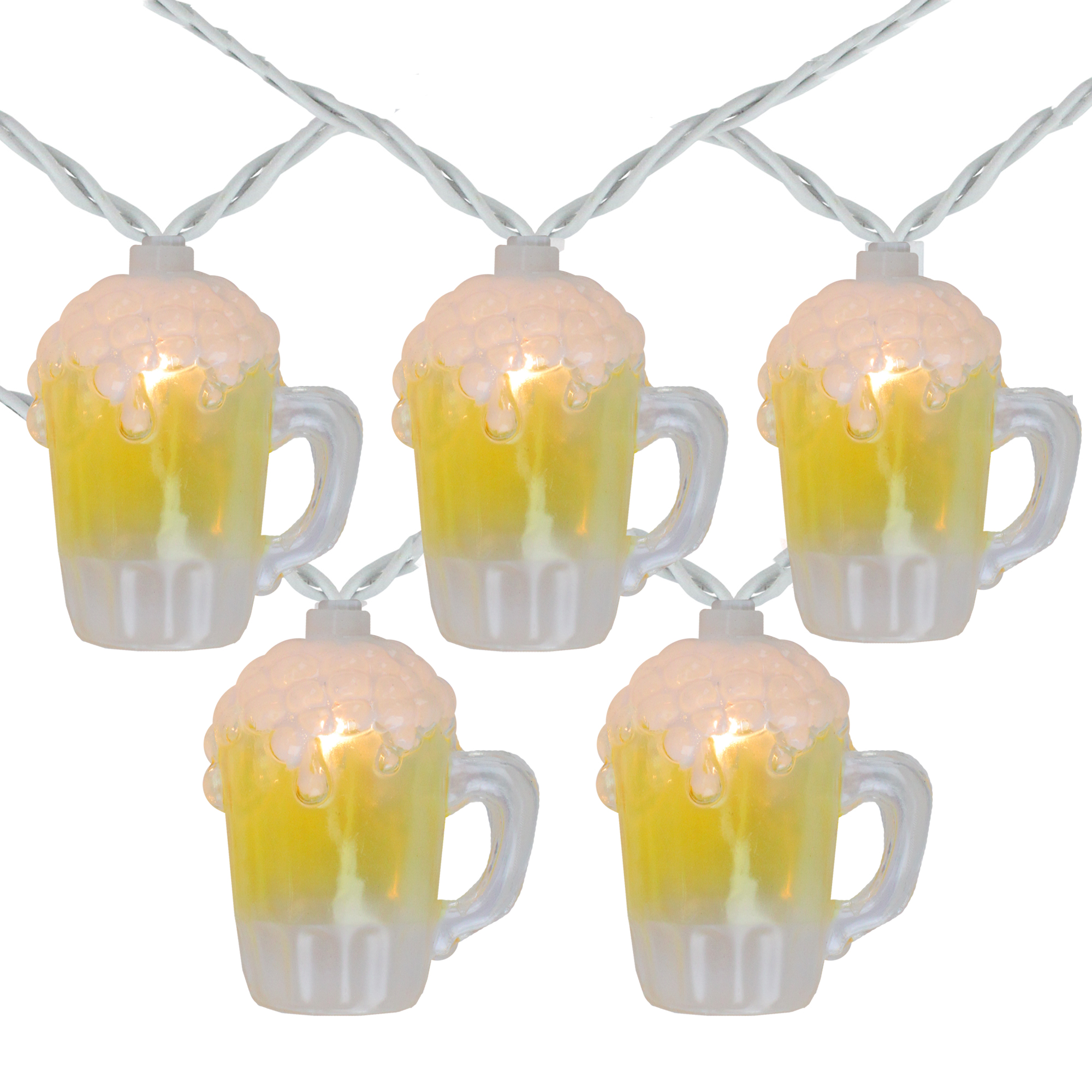 10Count Beer Mug Summer Outdoor Patio String Light Set, 7.25ft White Wire