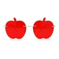 thumbnail image 2 of Funky Apple Peach Shape Lens Avant Garde Rimless Pimp Sunglasses Red, 2 of 4