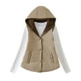 thumbnail image 2 of Hvyesh Women Fleece Vest with Hood,Womens Sleeveless Sherpa Jackets Warm Winter Gilet Coats Comfy Soft Waistcoat Khaki, 2 of 6