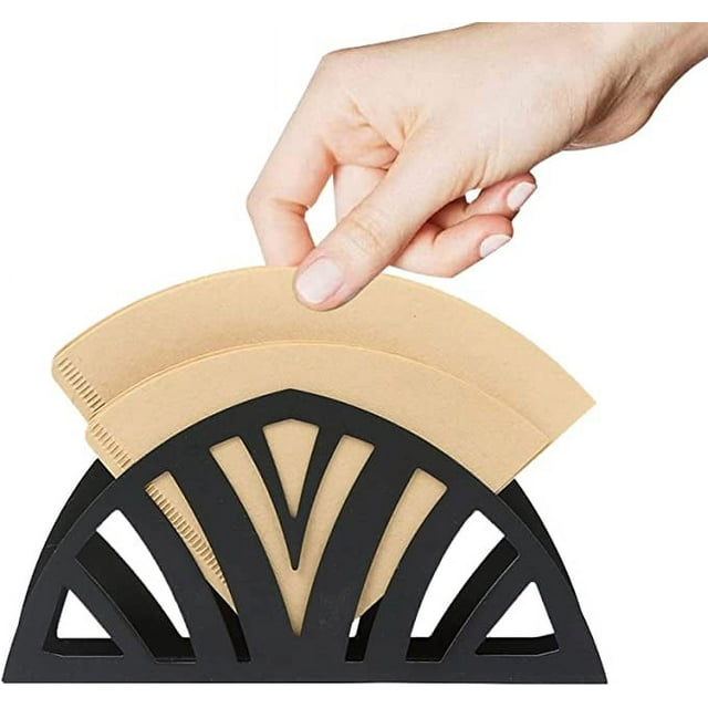 Jinsinto Coffee Filter Paper Holder Metal Coffee Filters Paper Container Storage Rack Stand for Home Kitchen Bar Cafes Hand made Coffee Accessories (Black)
