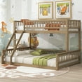 thumbnail image 5 of Harper & Bright Designs Twin XL Over Queen Wood Bunk Bed, Bunk Bed Frame with Ladder and Guardrails, Walnut, 5 of 12