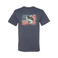 thumbnail image 2 of Wild Bobby, American Flag Jumping Largemouth Bass Fish, Fishing, Men's Graphic Tees, Vintage Heather Blue, Small, 2 of 3