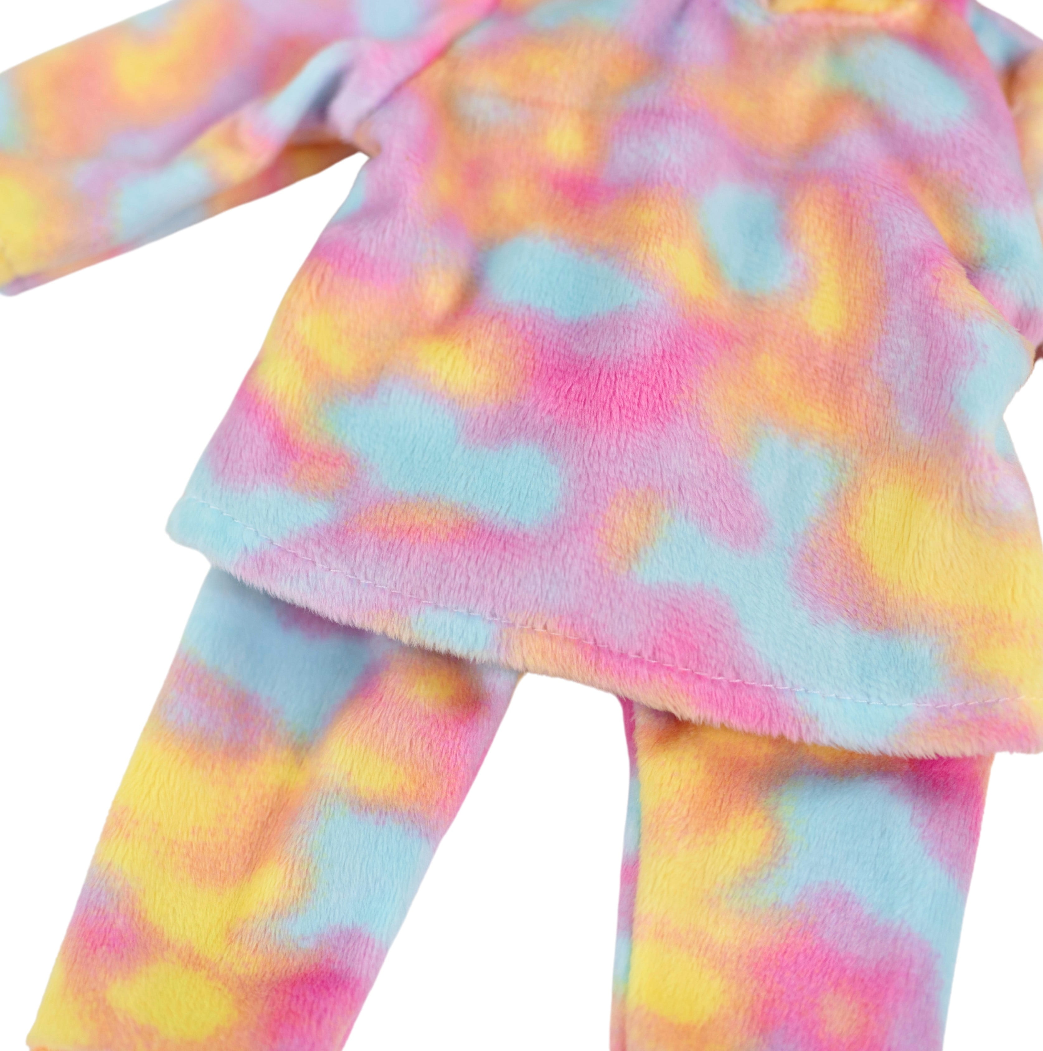 My Life As Loungewear Fashion Set for 18-inch Doll, 3 Pieces Included, Pink Yellow Blue Tie-Dye
