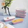 thumbnail image 3 of Moldes para pasteles con tapa, 100 mini moldes para pan de aluminio, 100 cucharas de postre con tapa, reutilizables, 6.8 oz, 200 ml, horneables, aptos para pasteles, brownies (rosa), 3 of 7