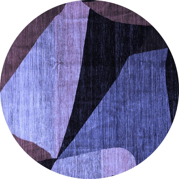 Ahgly Company Machine Washable Indoor Round Oriental Blue Modern Area Rugs, 8' Round