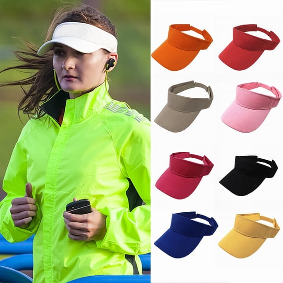 Women's Open Crown Sun Hat, Adjustable Wide Brim Visor for UV Protection, Breathable Foldable Summer Hat for Beach, Running, Gardening, Fishing and Outdoor Activities-Black