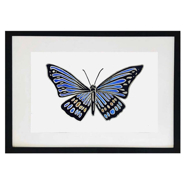 Cuadro decorativo pintado 100% a mano de mariposa enmarcado con madera y vidrio de la colección AnimalArt