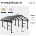 thumbnail image 4 of Walsunny 12X20 FT Carport, Outdoor Heavy Duty Carport Canopy with Galvanized Steel Roof, Metal Carport Extra Large Garage Car Storage Shelter, Gray, 4 of 7