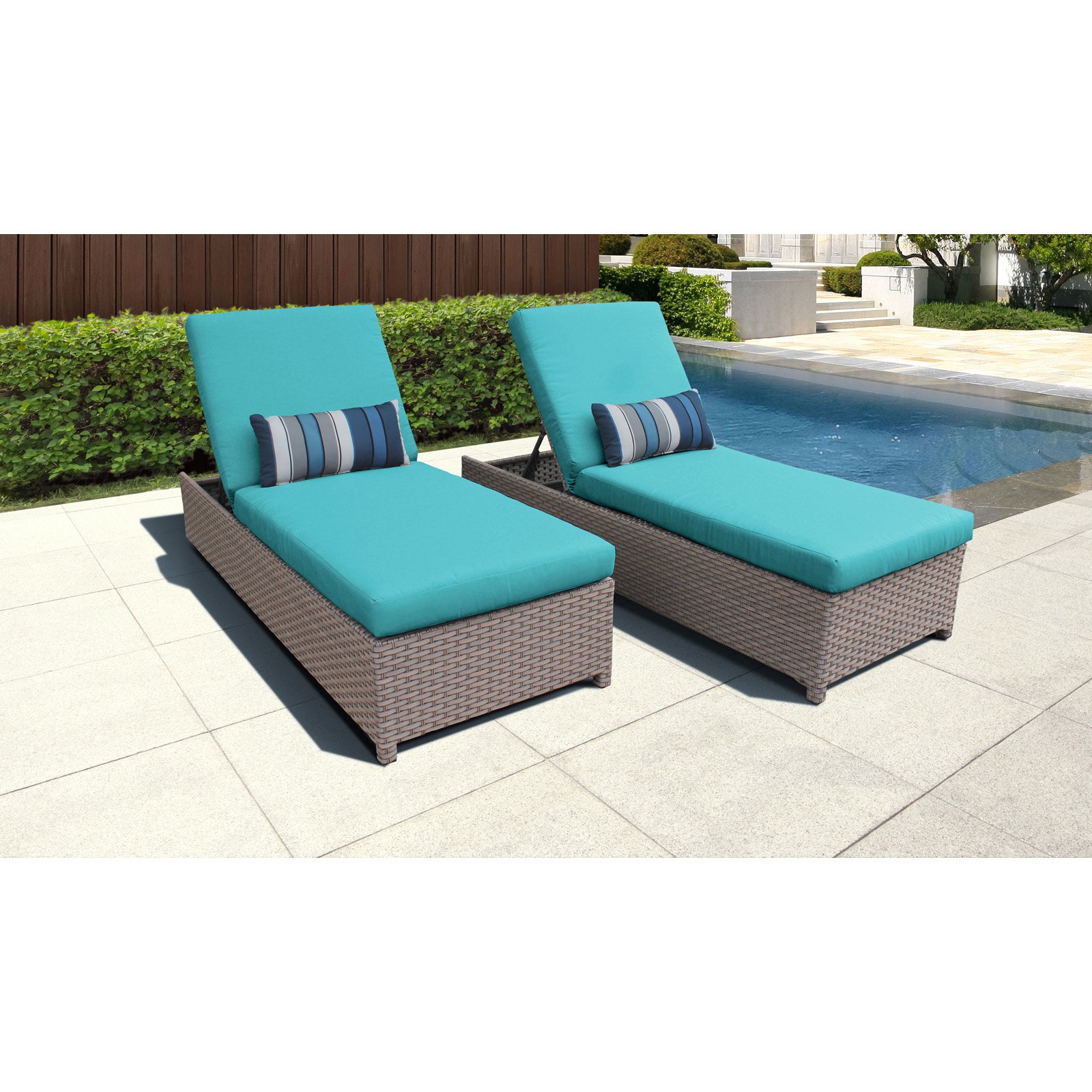 TK Classics Florence Wheeled Wicker Outdoor Chaise Lounge Chair - Set of 2 - image 5 of 11
