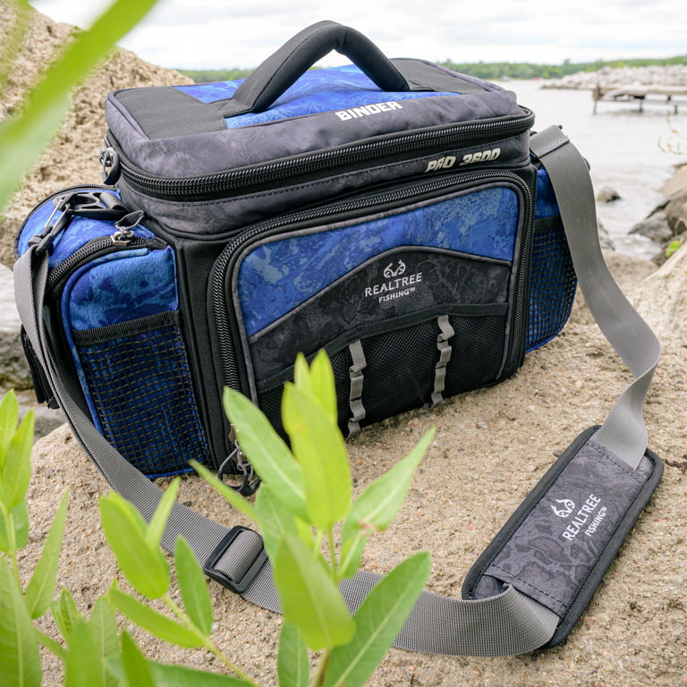 Realtree Adult Unisex Pro 3600 Fishing Tackle Box Binder Top Bag Bait  Storage, Blue