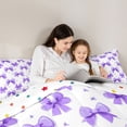 thumbnail image 4 of Erosebridal Kids Kawaii Gradient Bowknot Full Size Comforter Sets 3 Pieces,Purple Watercolor Clover Flowers Bedding Sets for Teens Girls,Ultra Soft Home Decor, 4 of 6