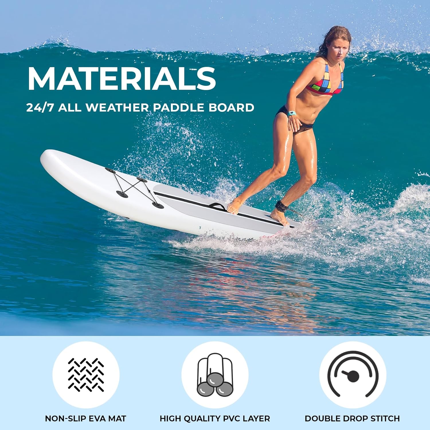 LAZY BUDDY 10FT Inflatable Paddle Board Stand-up Paddle Board SUP 6’’ Thick Board with Full Accessories, White
