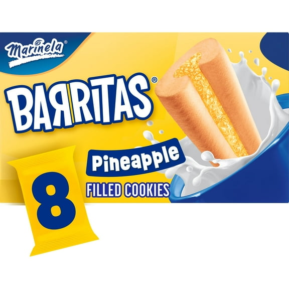 (2 pack) Marinela Barritas Piña Filled Cookies, 8 packs, Pineapple Cookie Bars, 18.88 oz Multipack