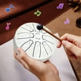 thumbnail image 5 of White Steel Tongue Drum 4-inch Portable Handpan Zen Instrument 8 Harmonic Tones Carbon Steel Meditation, 5 of 5