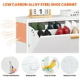 thumbnail image 6 of Kavey Metal Shoe Cabinet for Entryway, White Modern Slim Shoe Storage Cabinet for 18-24 Pairs of Shoes with 3 Flip Drawers, 6 of 7