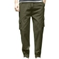thumbnail image 3 of DODADAWANJ Cotton Cargo Pants for Men with Multi Pockets Elastic Waist Tapered Pants Big and Tall Waist Bottom Casual Pants for Hiking Camping Climbing, 3 of 7