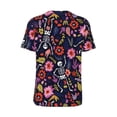 thumbnail image 3 of Balery Dancing Skeletons Floral Garden Baseball Jersey for Men Casual Button Down Shirts Short Sleeve Active Team Sports Uniform-Medium, 3 of 9