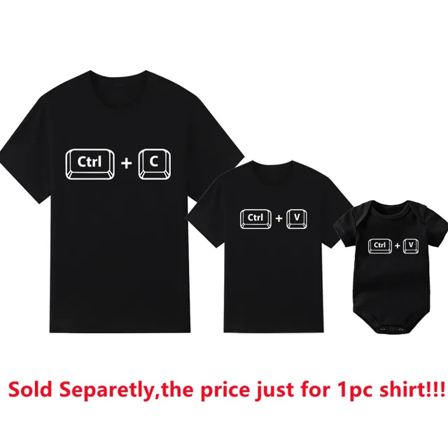 Infant Soft Cotton Short Sleeve Letter T-Shirt, Black, Matching Family, 0-12M