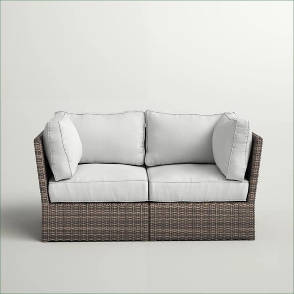 Outdoor Loveseat, Fully Assembled 2-Seat, Slate Gray Cushions, For Patio Porch Sunroom | Wicker | Solid Back