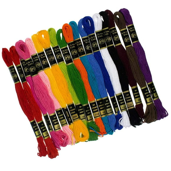 Craft County Cotton DIY Embroidery Floss Multicolor Variety Packs – 36 Skeins of Thread – Primary Colors