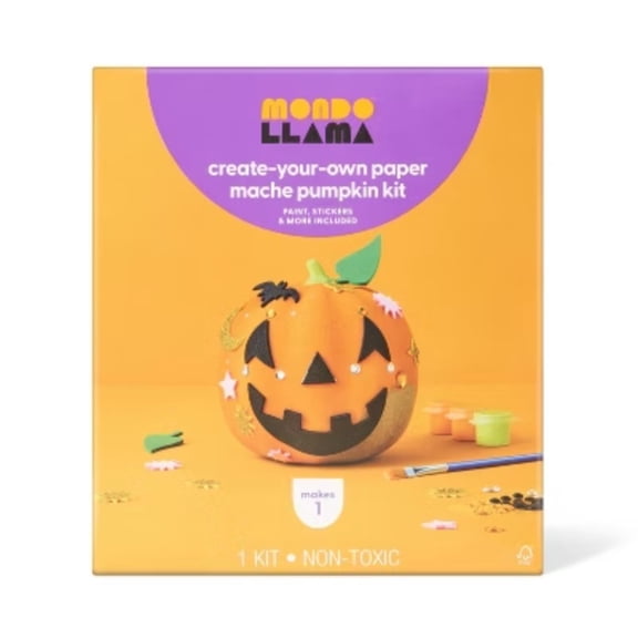 Halloween Craft Embellished Paper Mache Pumpkin Painting Kit