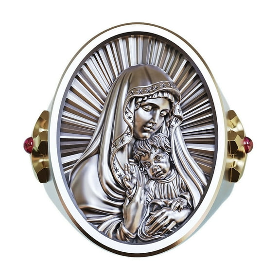 925 Sterling Silver Virgin Mary Angel Ring Religious Jewelry TA510 US Size 9