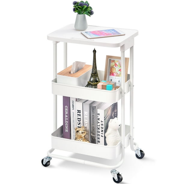 KINGRACK 3Tier Rolling Cart with Practical Tabletop, 3Tier Serving
