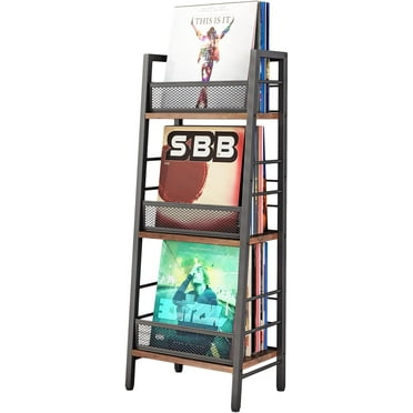 Storage Holder Record Stand Small Storage Rack for Vinyl Record Organizer Multifunctional Storage Shelf for Albums, Books, Records, Magazines File, and Documents