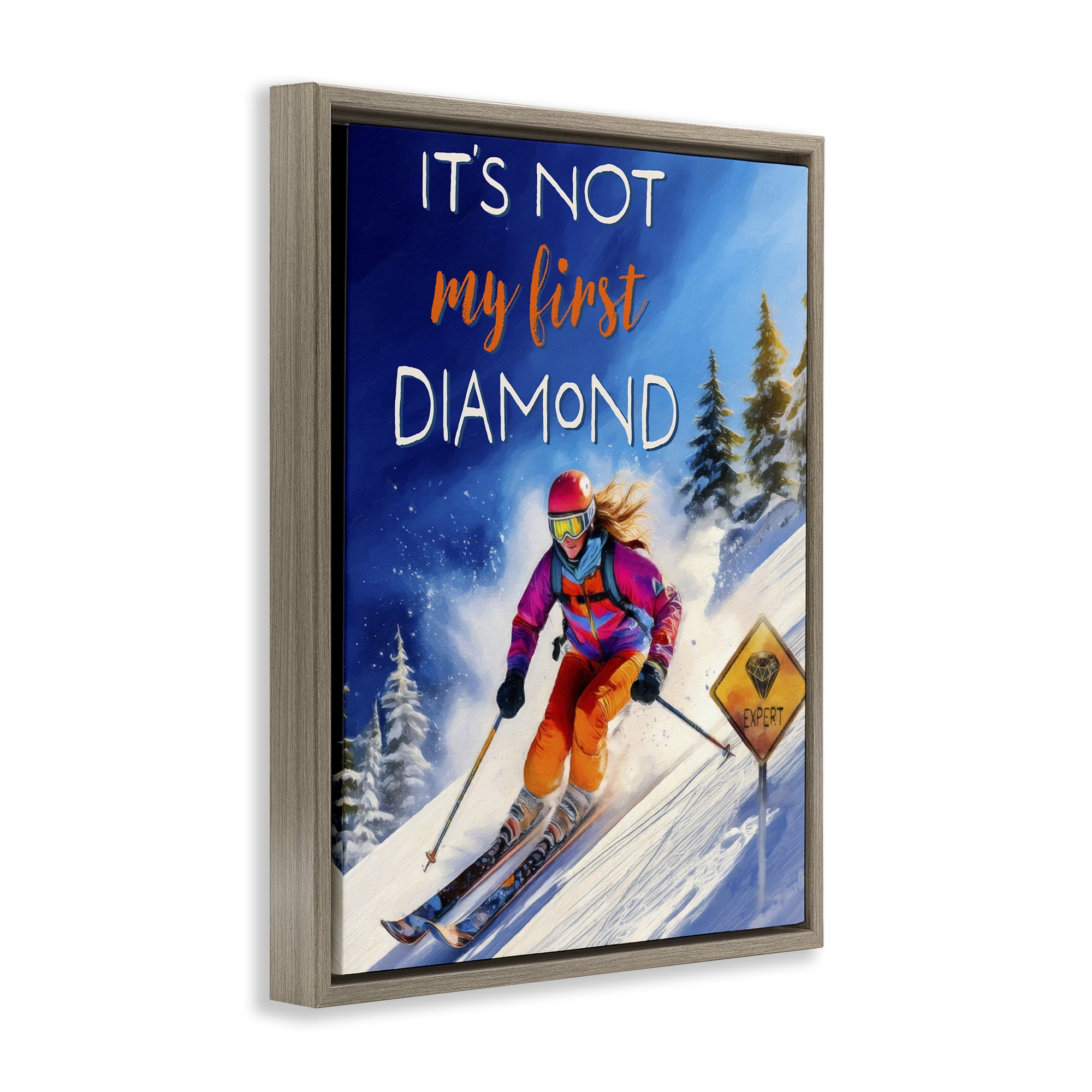 Stupell Industries Not My First Diamond Brown Framed Floater Canvas Wall Art, design by Grotto Studios