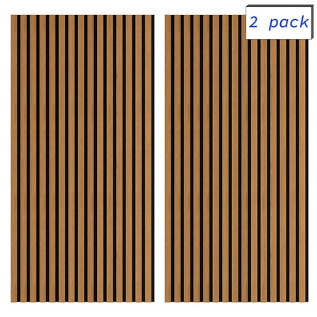 Luxdecor Acoustic Wood Slat Wall Panels for Wall 2pack Wood Slat Panels for Wall 47.2”x23.6” Wooden Acoustic Venner Panels 3D, Fluted Wall Slat Panels 0.82”in