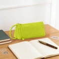 thumbnail image 5 of Hyknon Large Capacity Pencil Case Pen Pouch, Multi-layered Pencil Holder with Handle, Soft Stationery Bag with Zipper, Triangle Pen Pouch for Women Men Adult, Storage Organizer Bag for College, Green, 5 of 6