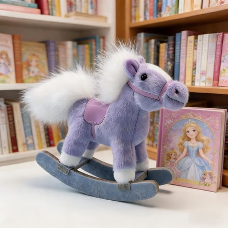 WMTOKK Chinese Horse Toy – Purple Plush Rocking Horse Stress Relief Stuffed Doll, Cute Desktop Decor for Home, Office, Study Desk, Soft Gift for Kids (Purple)