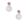 thumbnail image 2 of Delight Jewelry Silvertone Tree of Life Cutout Pink Crystal Clip on Earrings, 2 of 5
