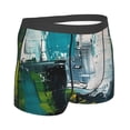 thumbnail image 3 of Balery Abstract Brushstrokes Green Blue Men's Boxer Briefs, Soft and Breathable Cotton Underwear with nylon Waistband-Medium, 3 of 9