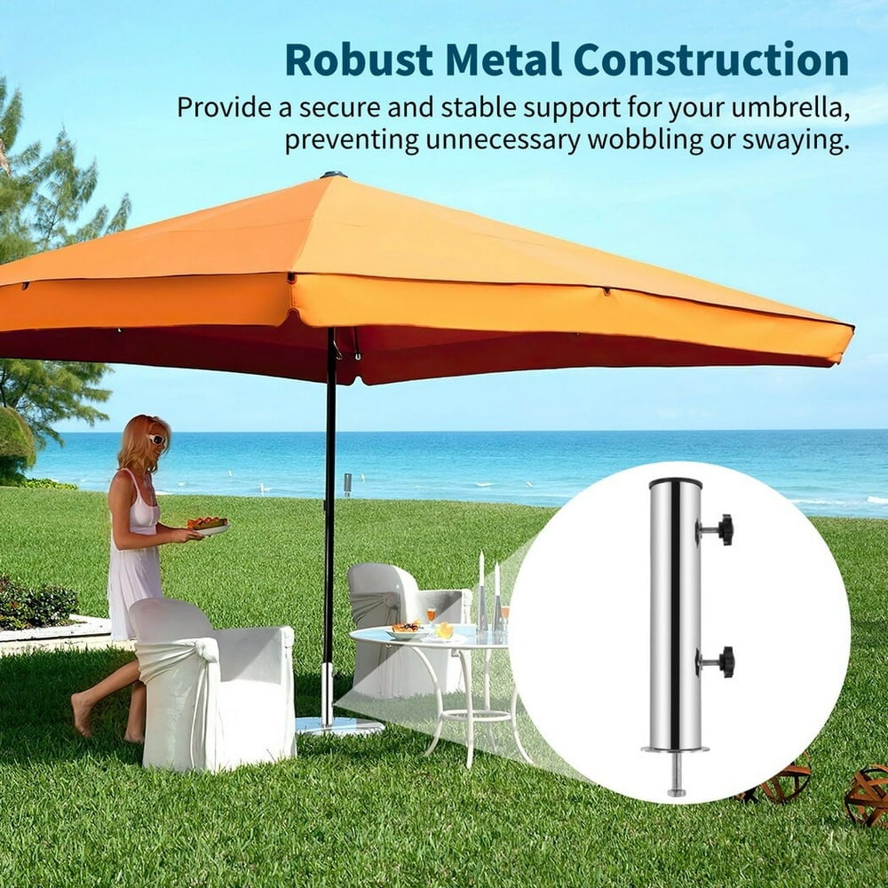 CHUANK Umbrella Stand Tube Set Stainless Steel Parasol Base Holder Universal Umbrella Tube Bracket Umbrella Mount Kit for Outdoor Garden Backyard Walmart