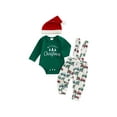 thumbnail image 2 of Jaweiwi Baby Toddler Boy Christmas Outfit, 3 6 9 12 18 Months Long Sleeve Dots Printed Bow Tie Romper with Overall Pants and Hat Infant Outfit, 2 of 9