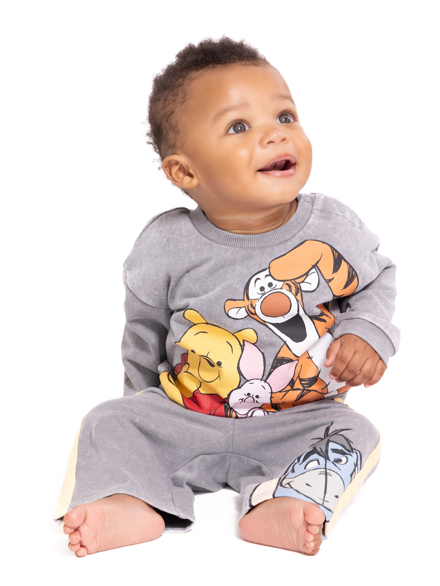 Winnie the Pooh Baby Long Sleeve Graphic Crewneck Tee with Matching Pants, 2-Piece, Sizes 0/3M-24M