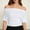 White, variant on Women’s Off The Shoulder Short Sleeve Top, Ruched Waist Solid Color Blouse, Casual Slim Fit Summer T Shirt For Daily Wear White L